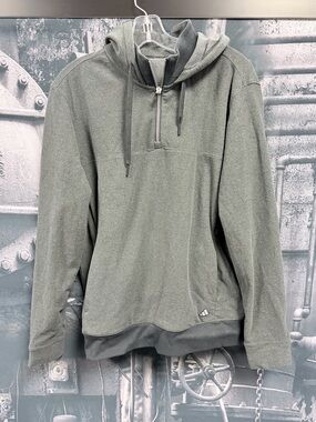 Adidas Men’s Quarter Zip Fleece Hoodie Gray Pullover Sweatshirt